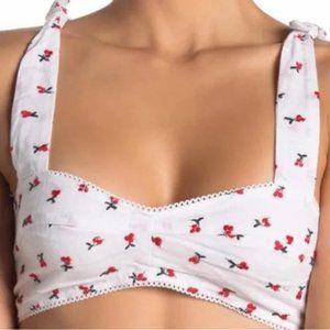 Free People Intimately Cherry Embroidered White Cotton Bralette